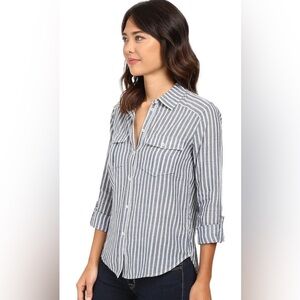 Paige Women's Mable Shirt in Dark Denim/White